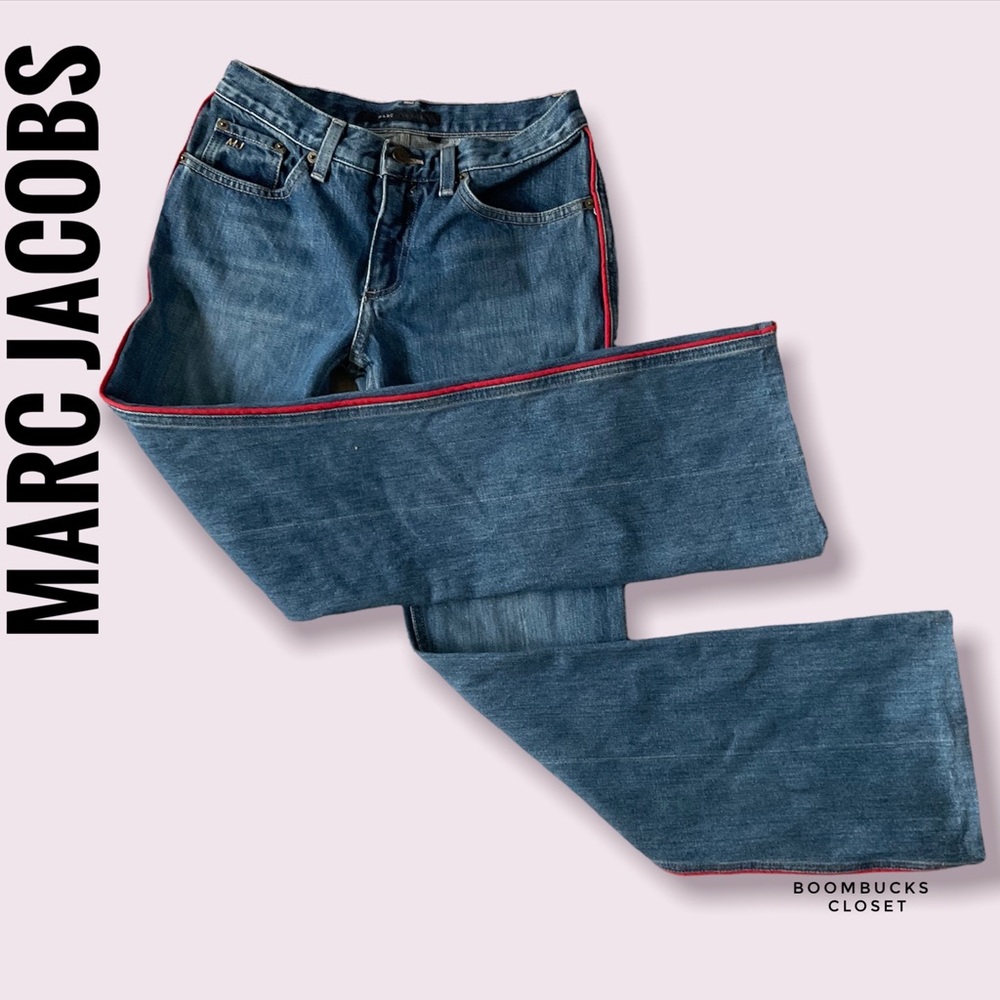 Marc Jacobs Straight Jeans With Red side strip. Size 4 100% Cotton